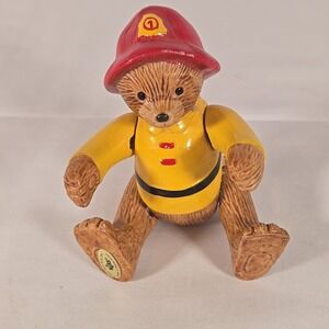 Russ Berne & Co Firefighter Bear Ceramic Moveable Arms & Legs‎ 5" Tall